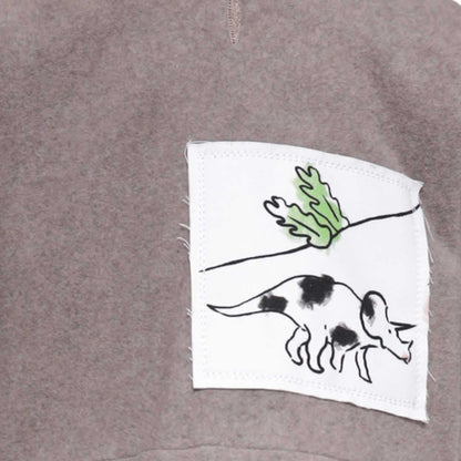 Beige Cotton Fleece Hoodie for Baby