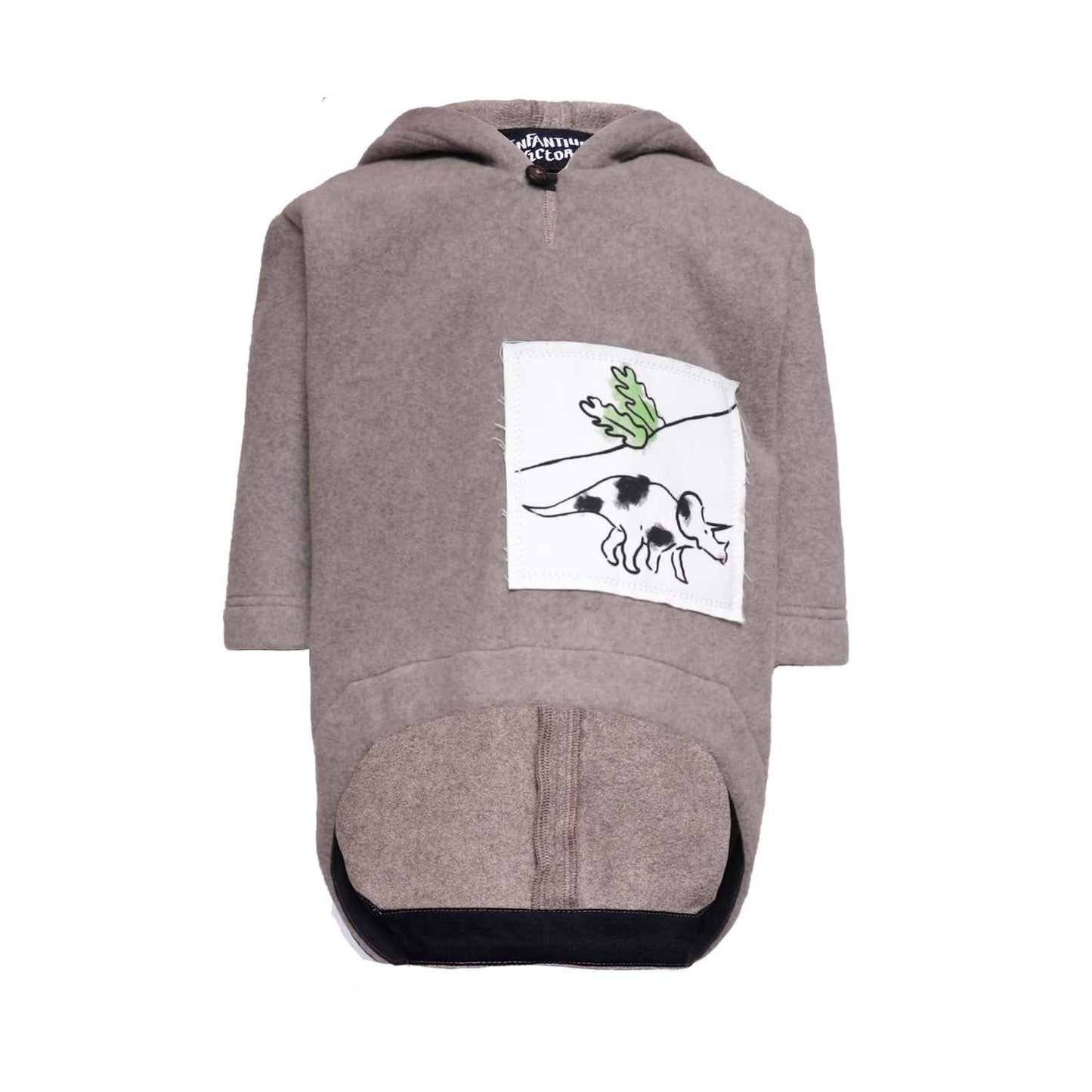 Beige Cotton Fleece Hoodie for Baby