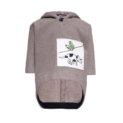 Beige Cotton Fleece Hoodie for Baby