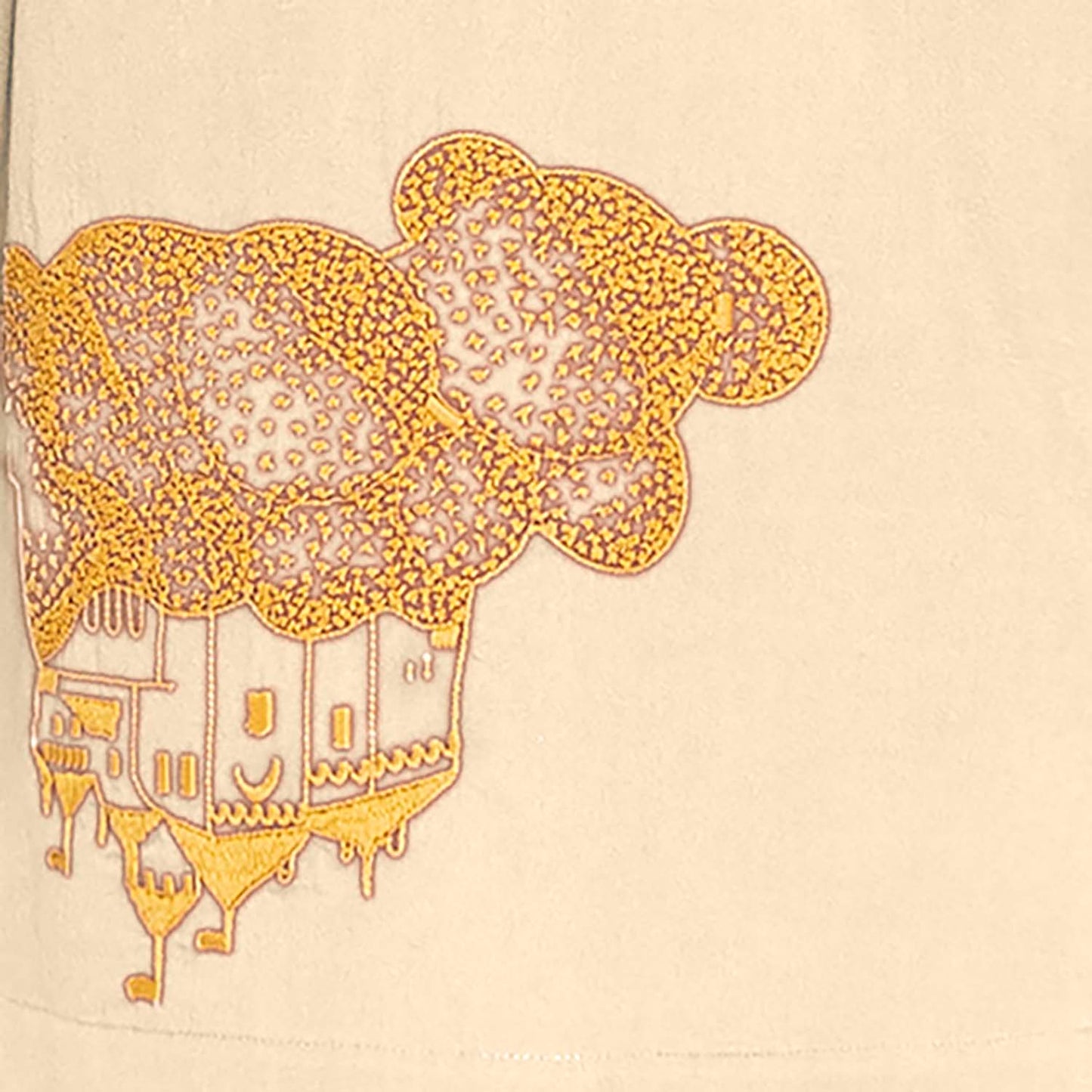 Beige Kids Tunic with Golden Castle Embroidery