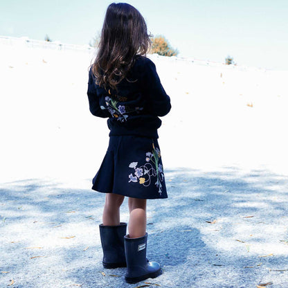 PRELOVED Black Bomber Jacket with Floral Emproidery, 1 year