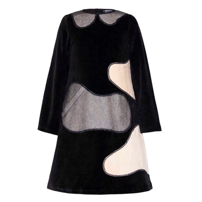 Kids Black Velvet A-line Dress