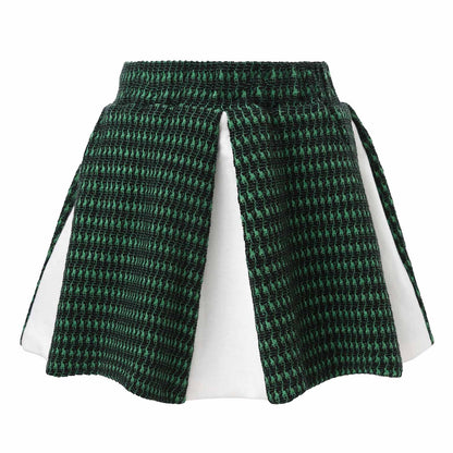 Mini Circle Skirt In Green and White