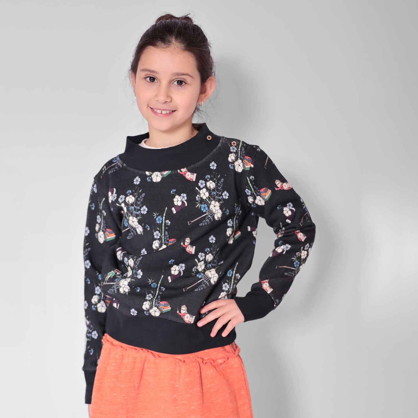 Black Floral Kids Sweatshirt