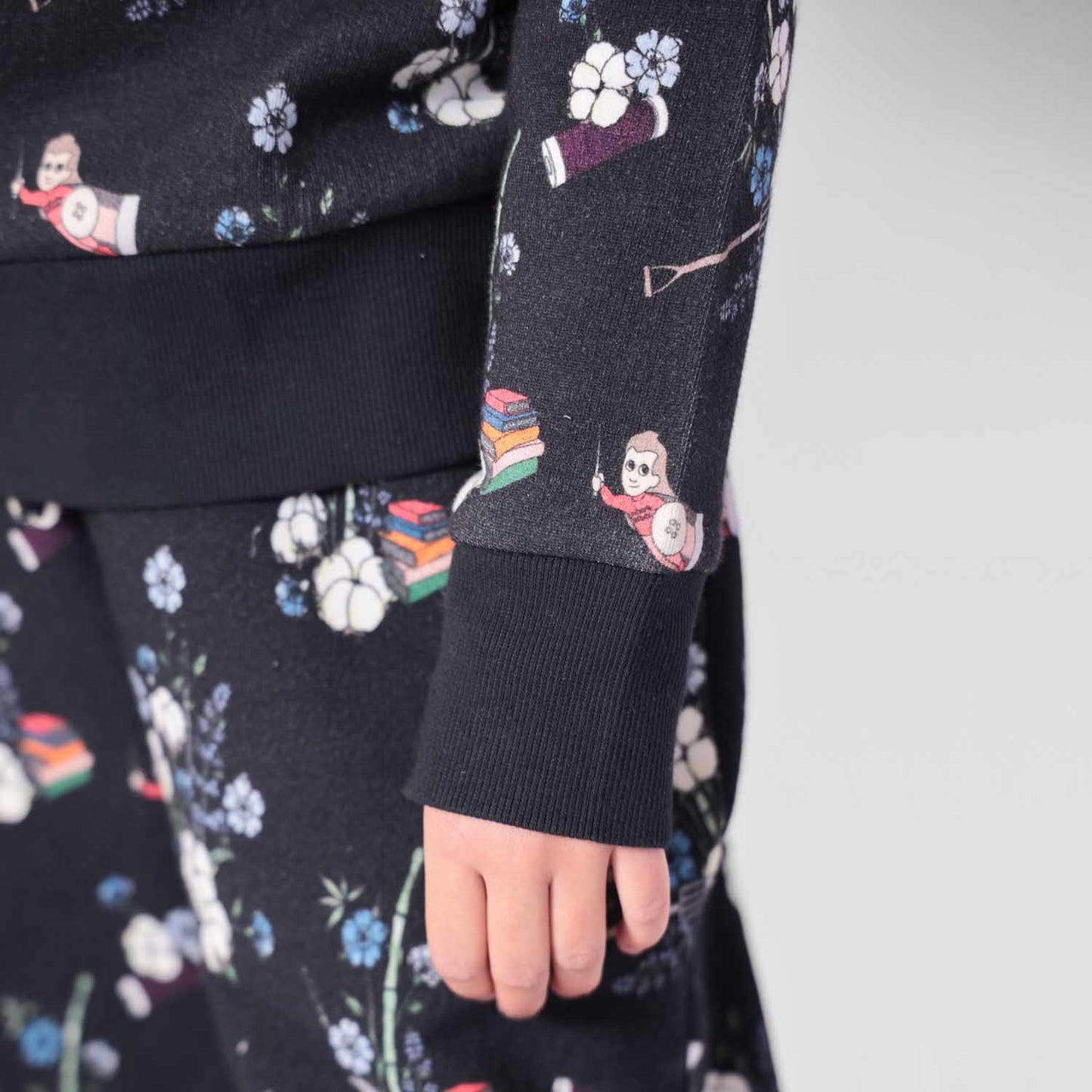 Black Floral Kids Sweatshirt