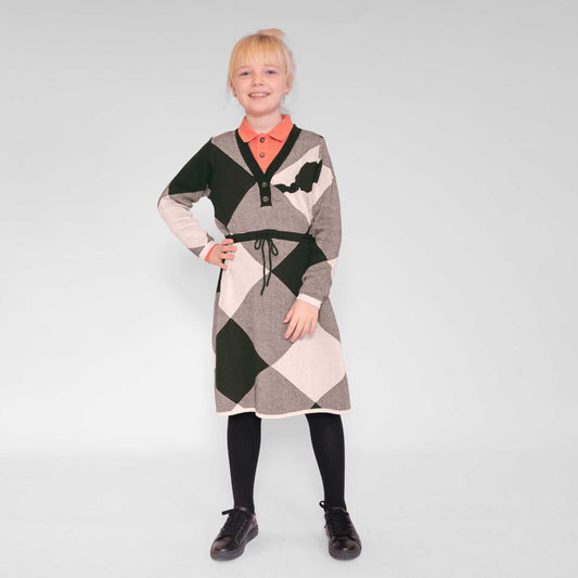 Black & Light Pink Sweater Dress