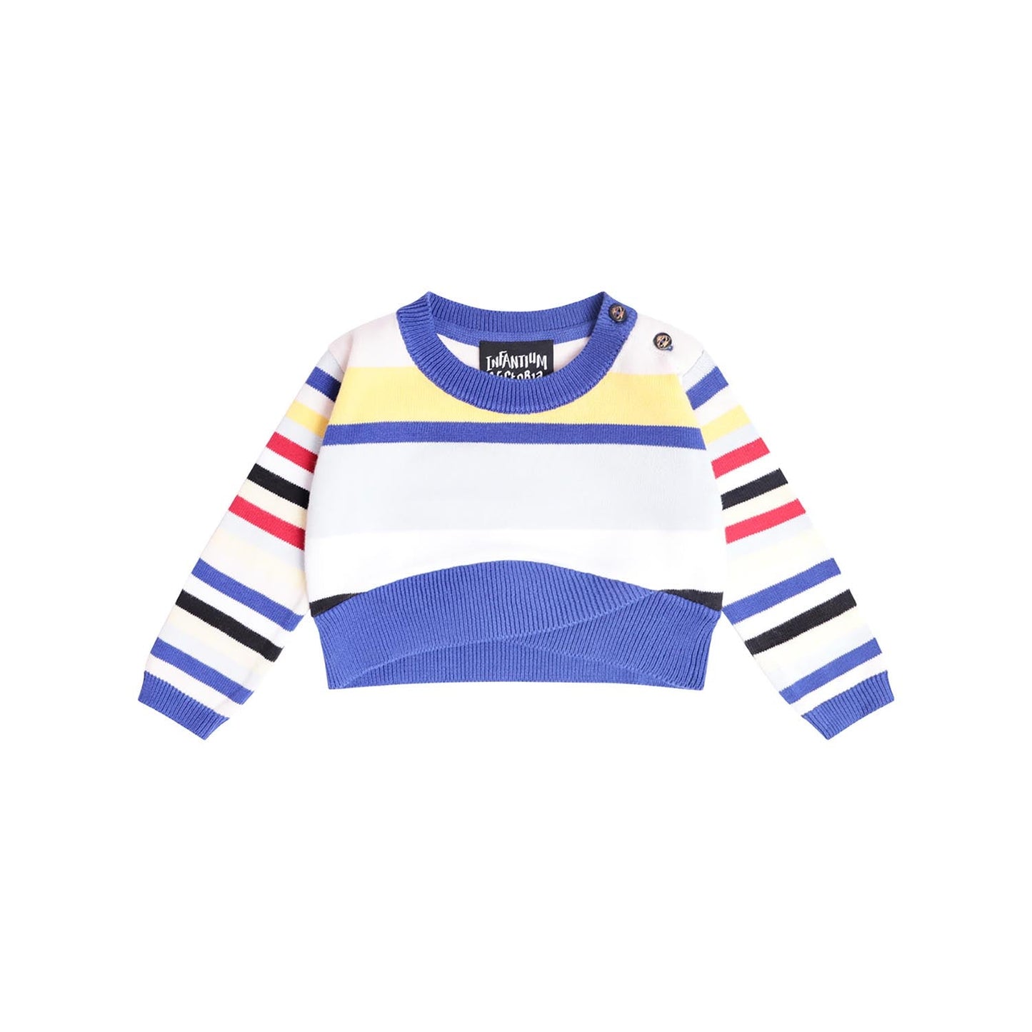 Knitted Baby Sweater in Bright Stripes