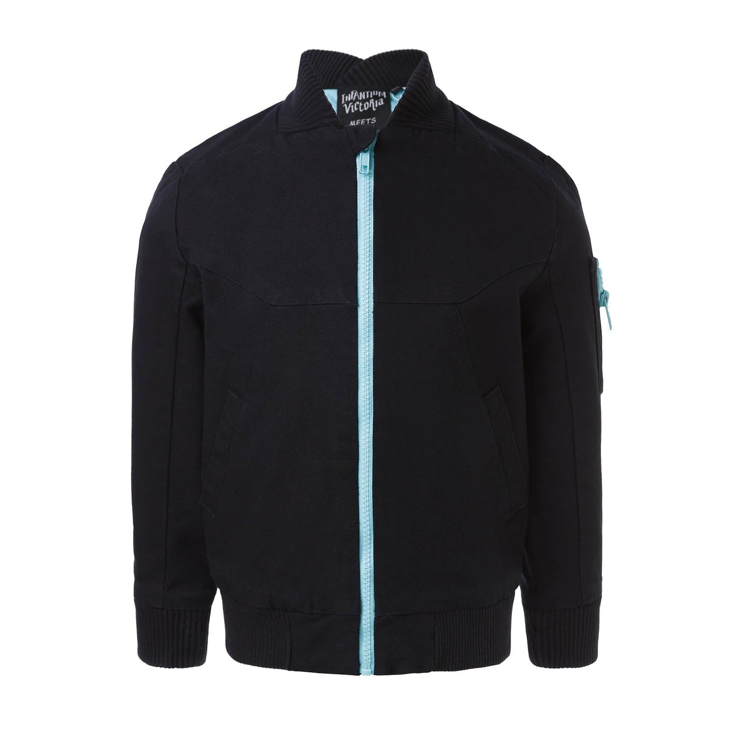 PRELOVED Black Bomber Jacket with Floral Emproidery, 1 year