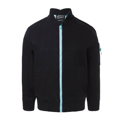 PRELOVED Black Bomber Jacket with Floral Emproidery, 1 year