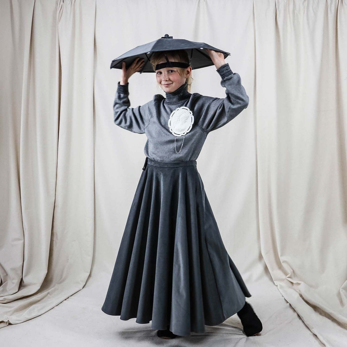 Grey Corduroy Full Circle Skirt