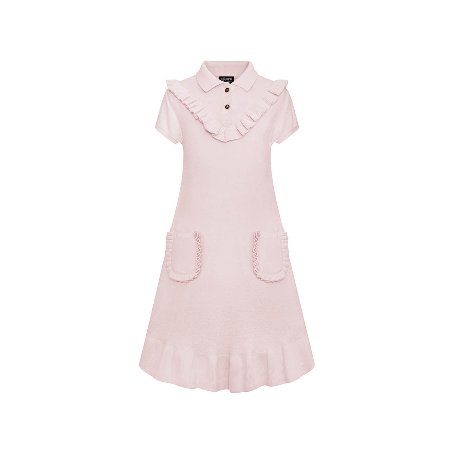 Pink Knit Midi Dress with Yoke