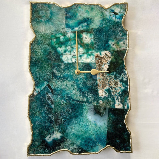 Large Composite Green Agate Wall Clock/Personalised Momento/10"x15"-0
