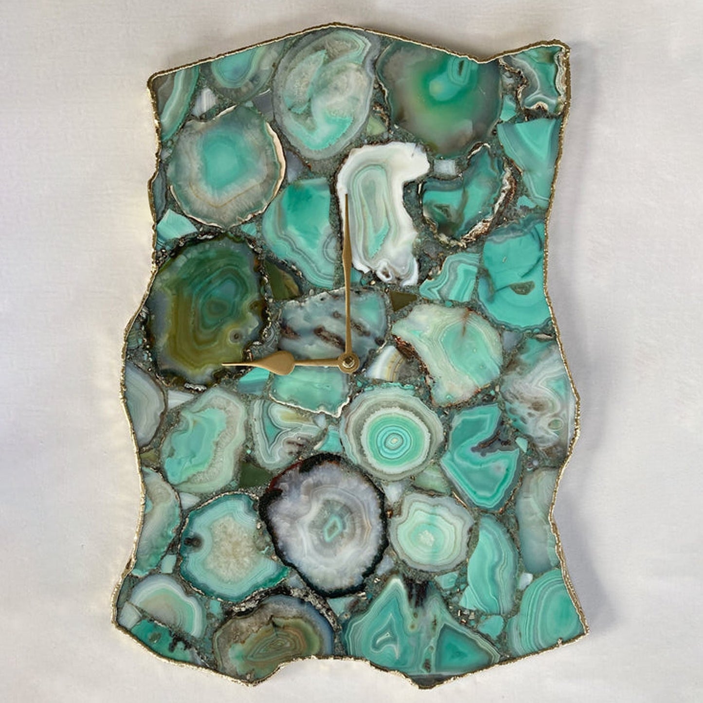 Large Green Agate Wall Clock/Personalised Momento/10"x15"-0