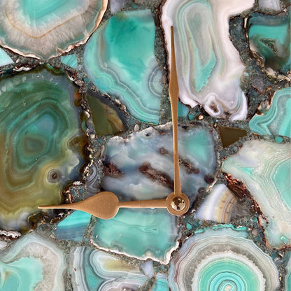 Large Green Agate Wall Clock/Personalised Momento/10"x15"-1