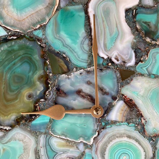 Large Green Agate Wall Clock/Personalised Momento/10"x15"-1