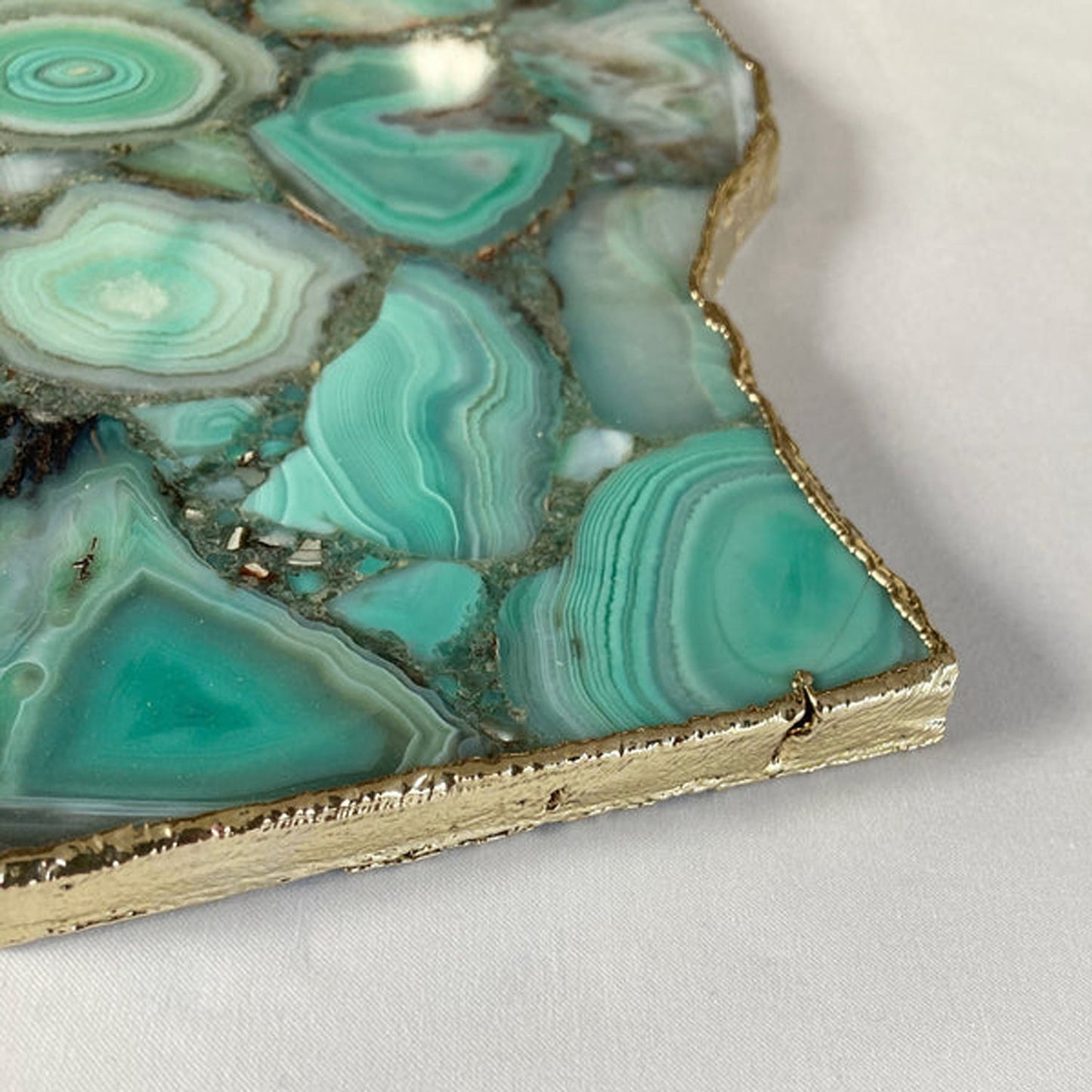 Large Green Agate Wall Clock/Personalised Momento/10"x15"-2