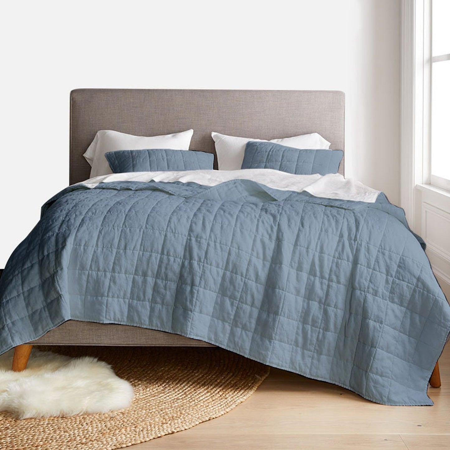 Box stitch - Linen Cotton Quilt Sets-5