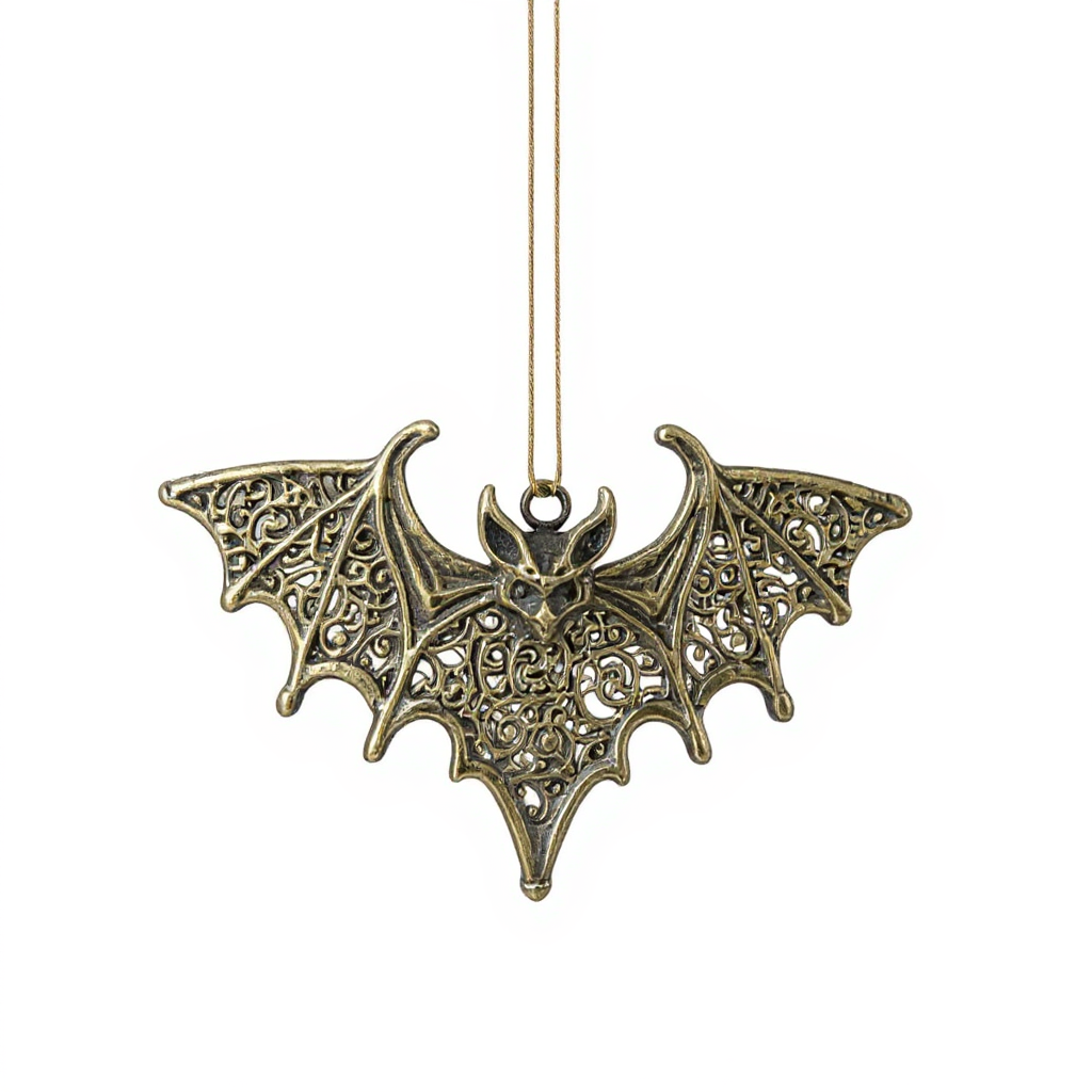 Bat Christmas ornament | Gothic metallic tree decor in gold, silver and antique | set of 2 or 4-4