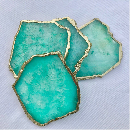 Aqua Agate - Set of 4 Large Coasters/Personalised Momentos-0