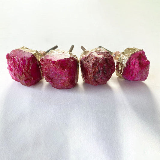 Pink Crystal Gold Plated Stone Furniture/Door Knobs/Cabinet Handles/Dresser Knobs-1