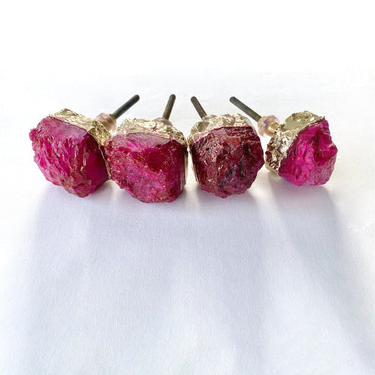 Pink Crystal Gold Plated Stone Furniture/Door Knobs/Cabinet Handles/Dresser Knobs-0