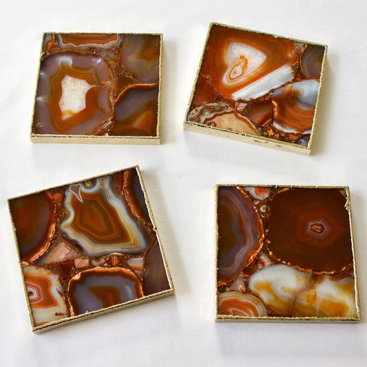 Red Agate - Set of 4 Large Square Coasters | Personalised Momentos-0