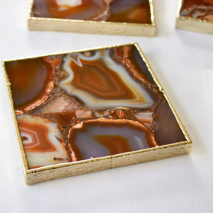 Red Agate - Set of 4 Large Square Coasters | Personalised Momentos-1