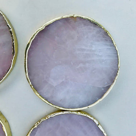 Rose Quartz Agate Hand Rounded Coasters - Set of 4 Large Coasters/Personalised Momentos-1