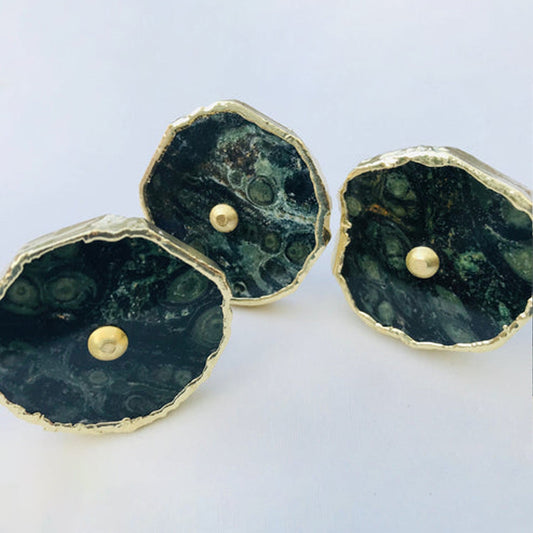 Set of 6 Kambaba Jasper Gemstone/Agate Classic Vintage Finish Cabinet Drawer Pull Wardrobe Dresser Interior Decorative Handle-0