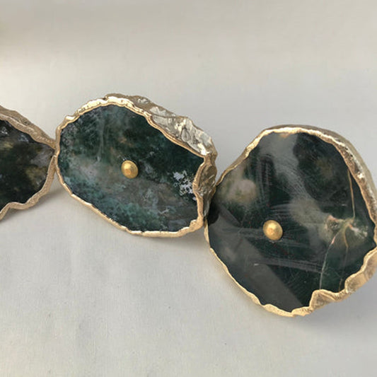 Set of 6 Moss Green Agate Classic Vintage Finish Cabinet Drawer Pull Wardrobe Dresser Interior Decorative Handle-0