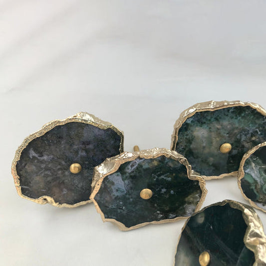 Set of 6 Moss Green Agate Classic Vintage Finish Cabinet Drawer Pull Wardrobe Dresser Interior Decorative Handle-1