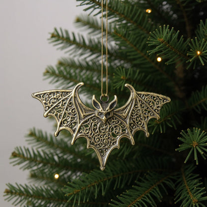 Bat Christmas ornament | Gothic metallic tree decor in gold, silver and antique | set of 2 or 4-6