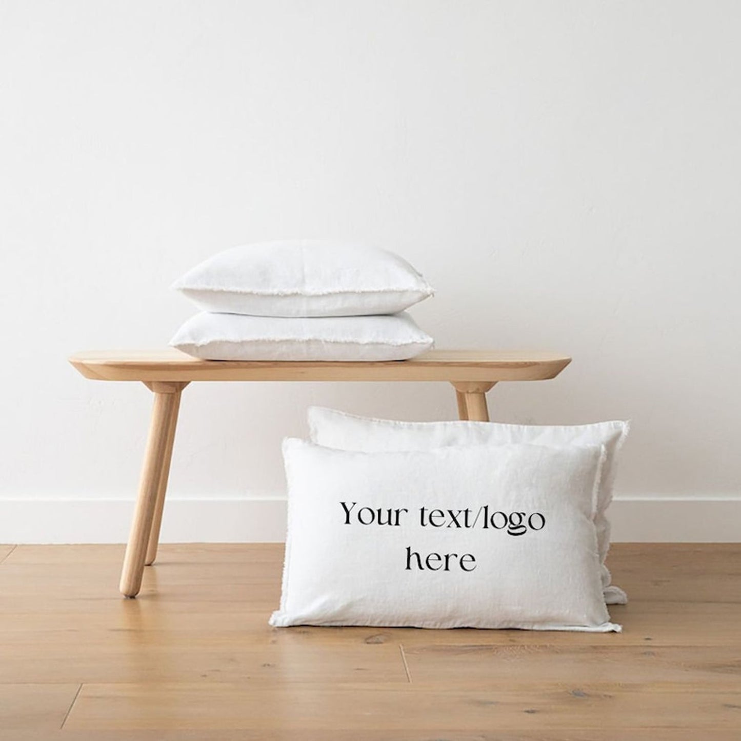 White - Set of 2 | Personalised Embroidered Raw/Frayed Edged Pillow/Cushion Covers (Covers only) in Pure Linen | Super Soft | Pre-washed-0