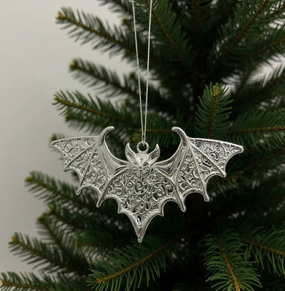 Bat Christmas ornament | Gothic metallic tree decor in gold, silver and antique | set of 2 or 4-2