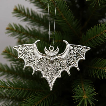 Bat Christmas ornament | Gothic metallic tree decor in gold, silver and antique | set of 2 or 4-1