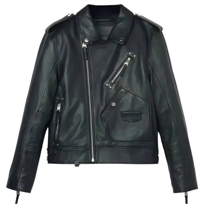 Mens Black Leather Motorcycle Jacket