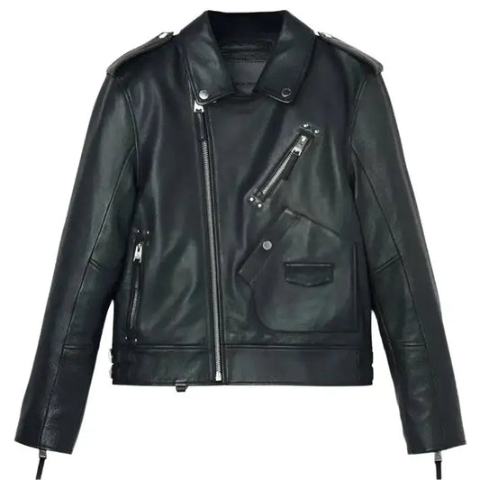 Mens Black Leather Motorcycle Jacket