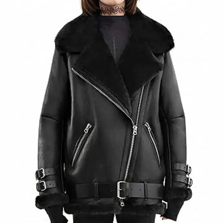 Women’s Black B3 RAF Shearling Aviator Bomber Jacket