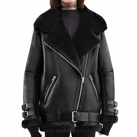 Women’s Black B3 RAF Shearling Aviator Bomber Jacket