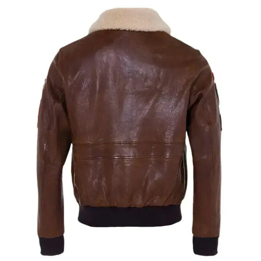 Mens Brown Sheepskin Aviator Jacket