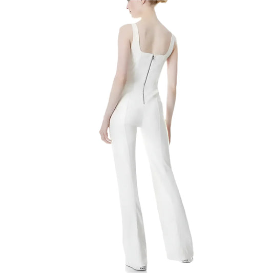 Women's Classy White Faux Leather Jumpsuit
