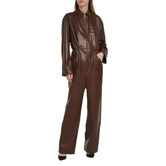 Women’s Chocolate Brown Leather Jumpsuit