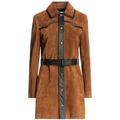 Women’s Tan Brown Suede Leather Coat