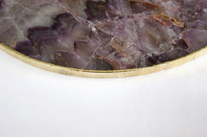 Amethyst Agate Serving Tray With Brass Handles | Circular-3