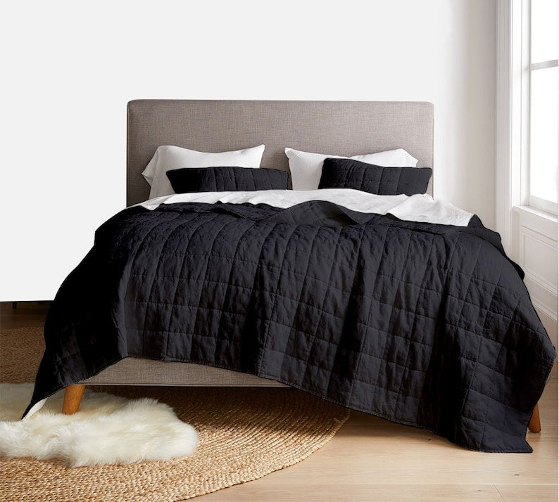 Box stitch - Linen Cotton Quilt Sets-12