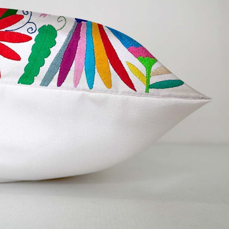 Set of 4 | Mexican Decorative Cushion Covers | Otomi Design Covers | Cotton Linen Fabric | Embroidered | With OR Without Insert-1