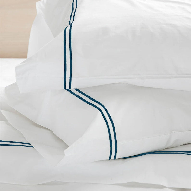 Tracks - Linen Cotton Embroidered Edge Duvet Cover Sets-2