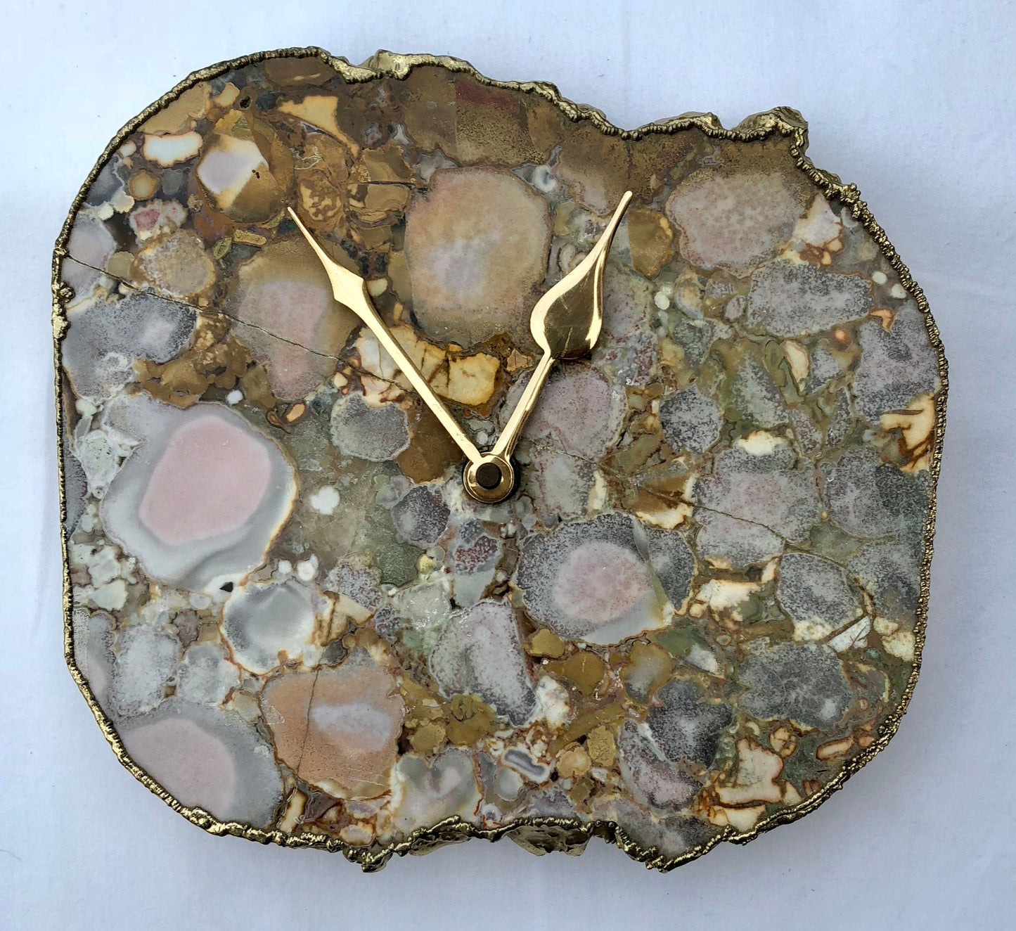 Conglomerate Quartz Large Wall/Desk Clock/Personalised Momento-0