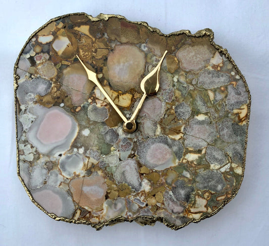 Conglomerate Quartz Large Wall/Desk Clock/Personalised Momento-0