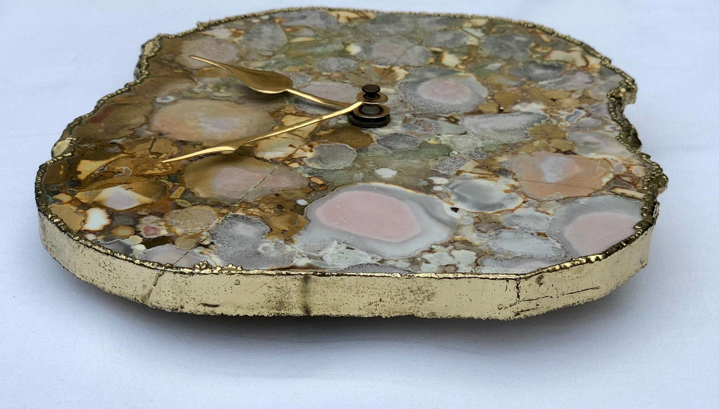 Conglomerate Quartz Large Wall/Desk Clock/Personalised Momento-1